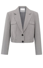 Lade das Bild in den Galerie-Viewer, Woven checked short blazer jacket
