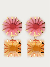 Lade das Bild in den Galerie-Viewer, Statement-Ohrringe mit pink und orangefarbenen Steinen
