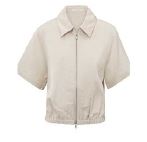 Satin cropped shortsleeve jacket with zippers