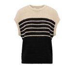 Sleeveless striped tape yarn sweater